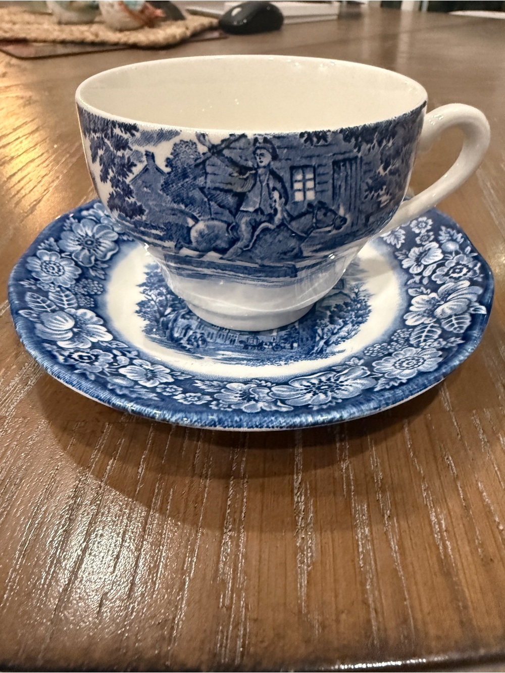 Vintage Staffordshire Ironstone Liberty Blue Teacup & Saucer
